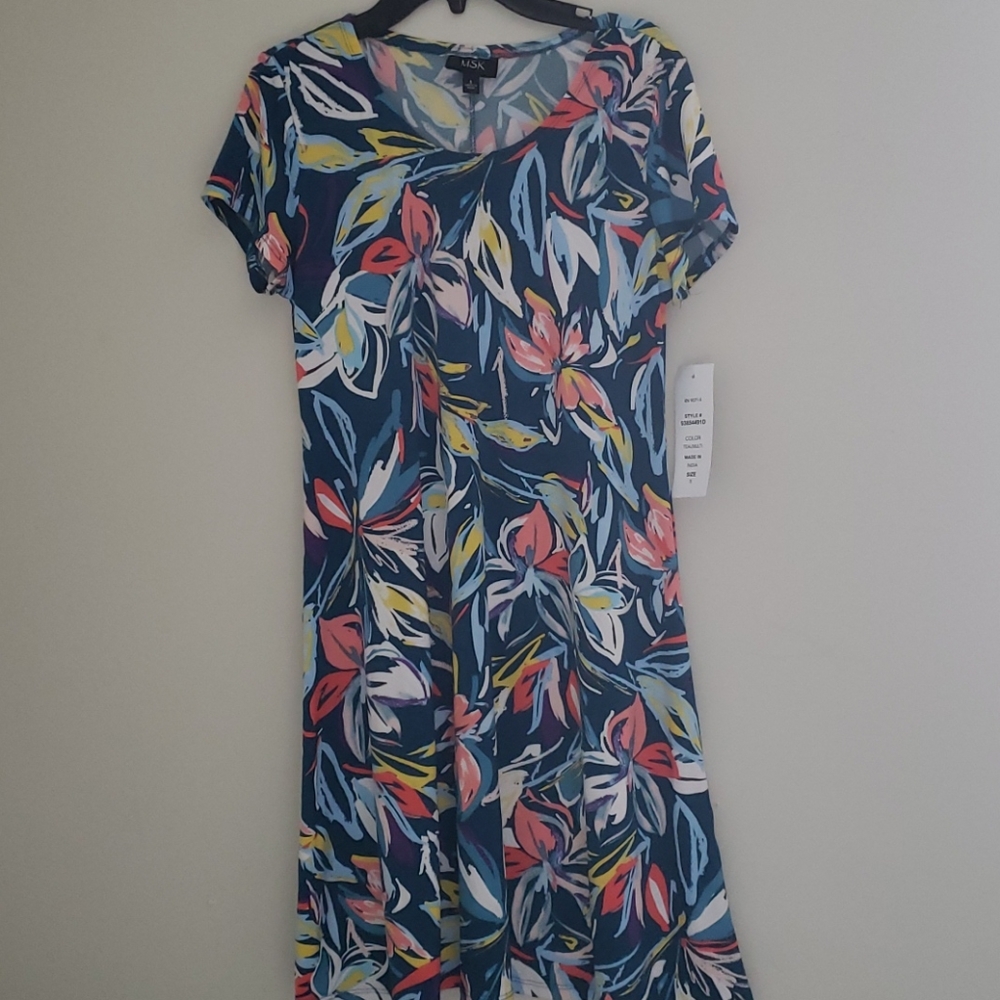 MSK TROPICAL PRINT DRESS - Picture 2 of 7